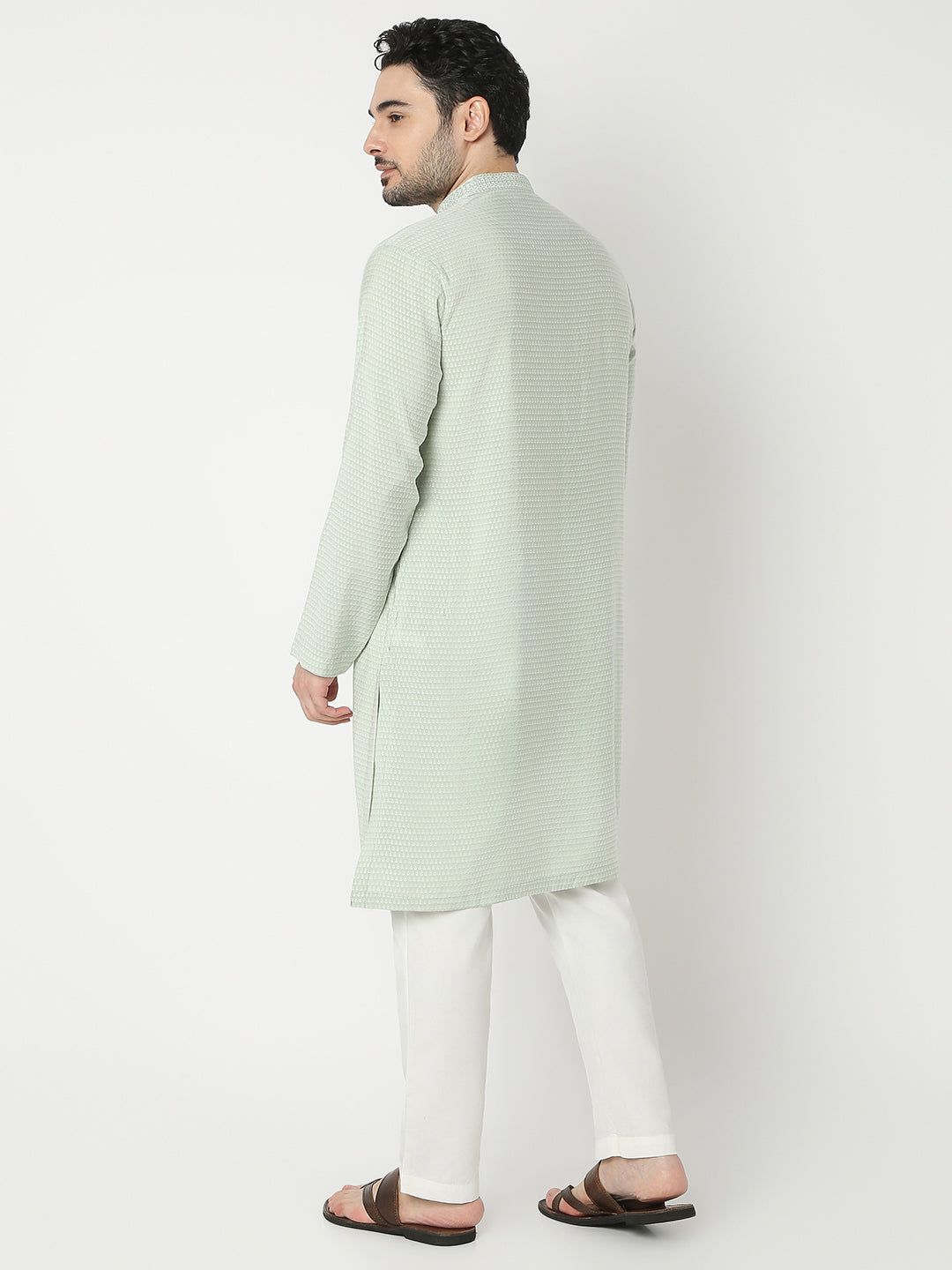 Straight Fit Jacquard Full Sleeve Kurta