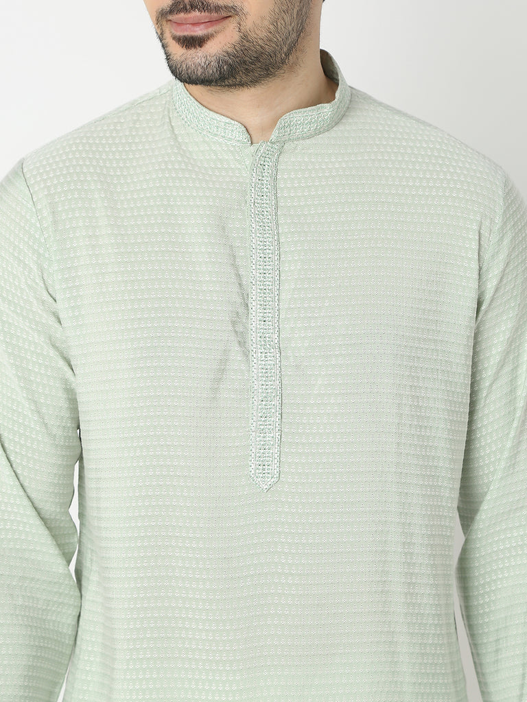 Straight Fit Jacquard Full Sleeve Kurta