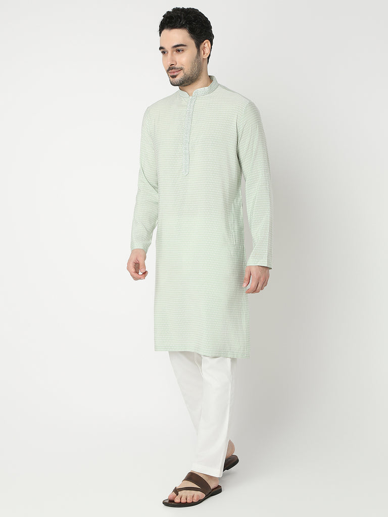 Straight Fit Jacquard Full Sleeve Kurta