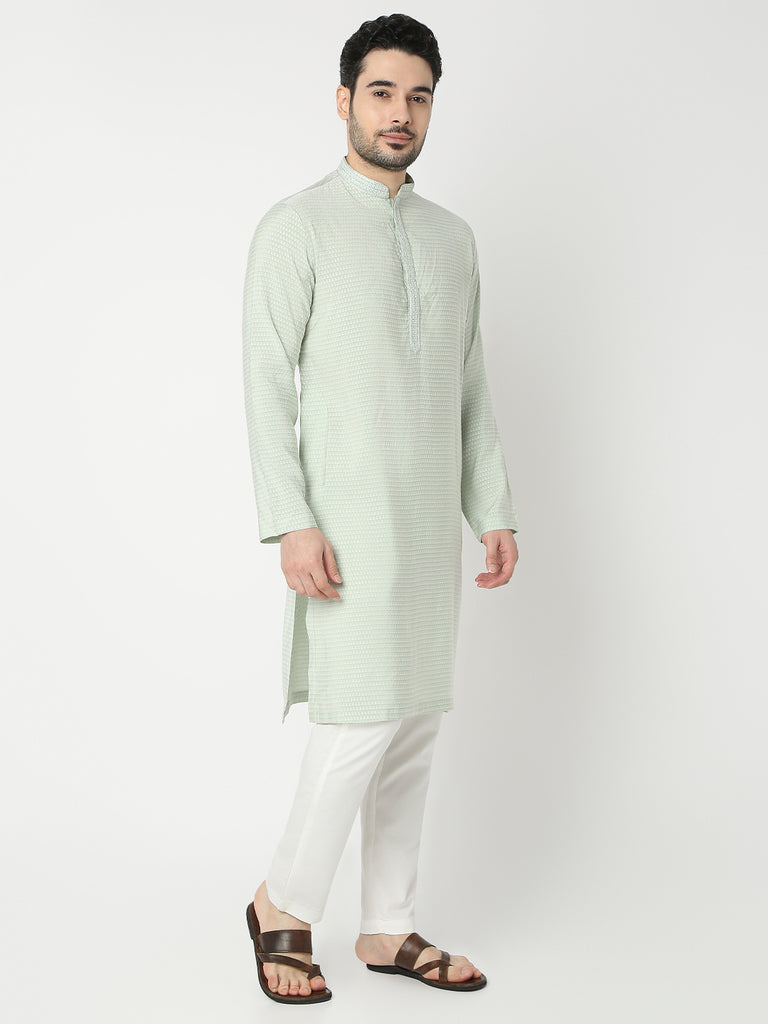 Straight Fit Jacquard Full Sleeve Kurta
