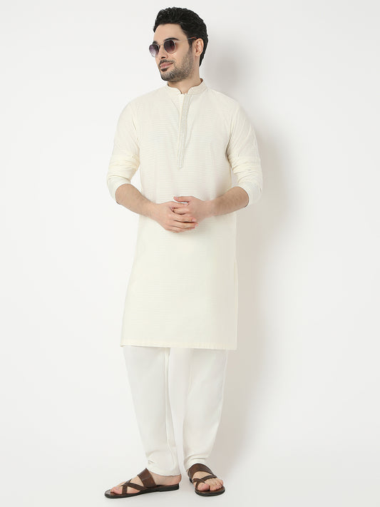 Straight Fit Jacquard Full Sleeve Kurta