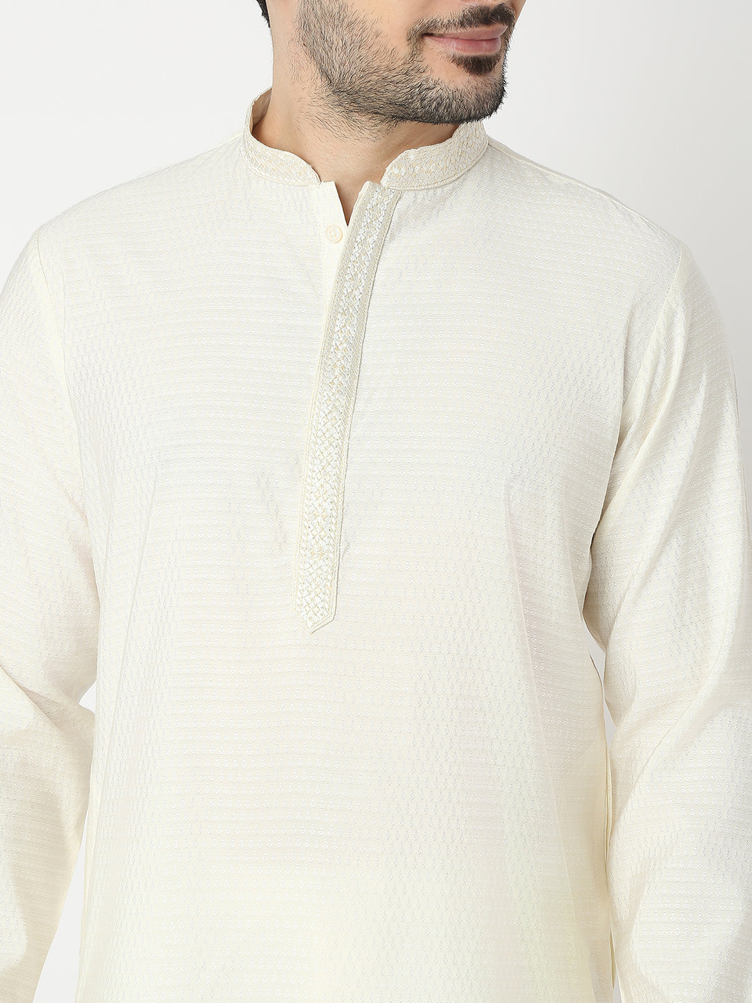 Straight Fit Jacquard Full Sleeve Kurta