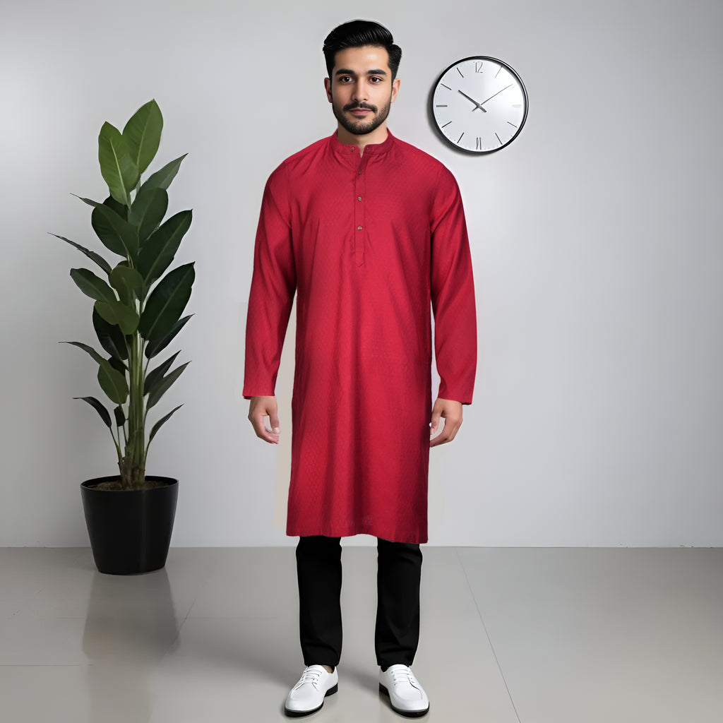 Jacquard Straight Long Kurta