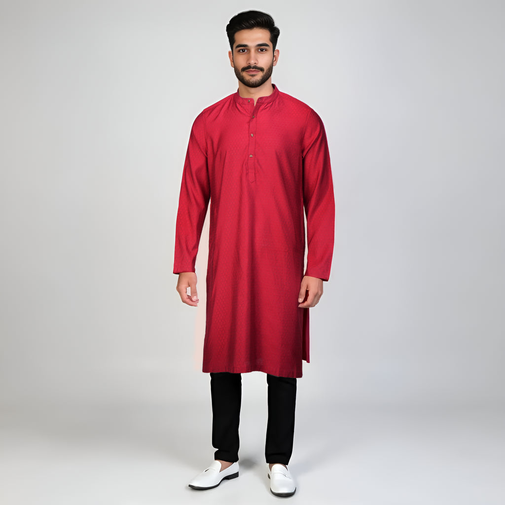 Jacquard Straight Long Kurta
