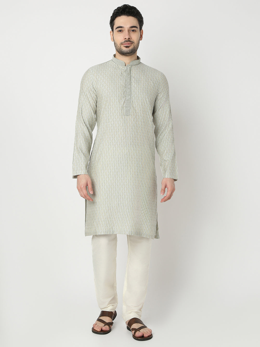 Straight Fit Jacquard Full Sleeve Kurta