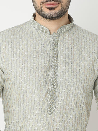 Straight Fit Jacquard Full Sleeve Kurta