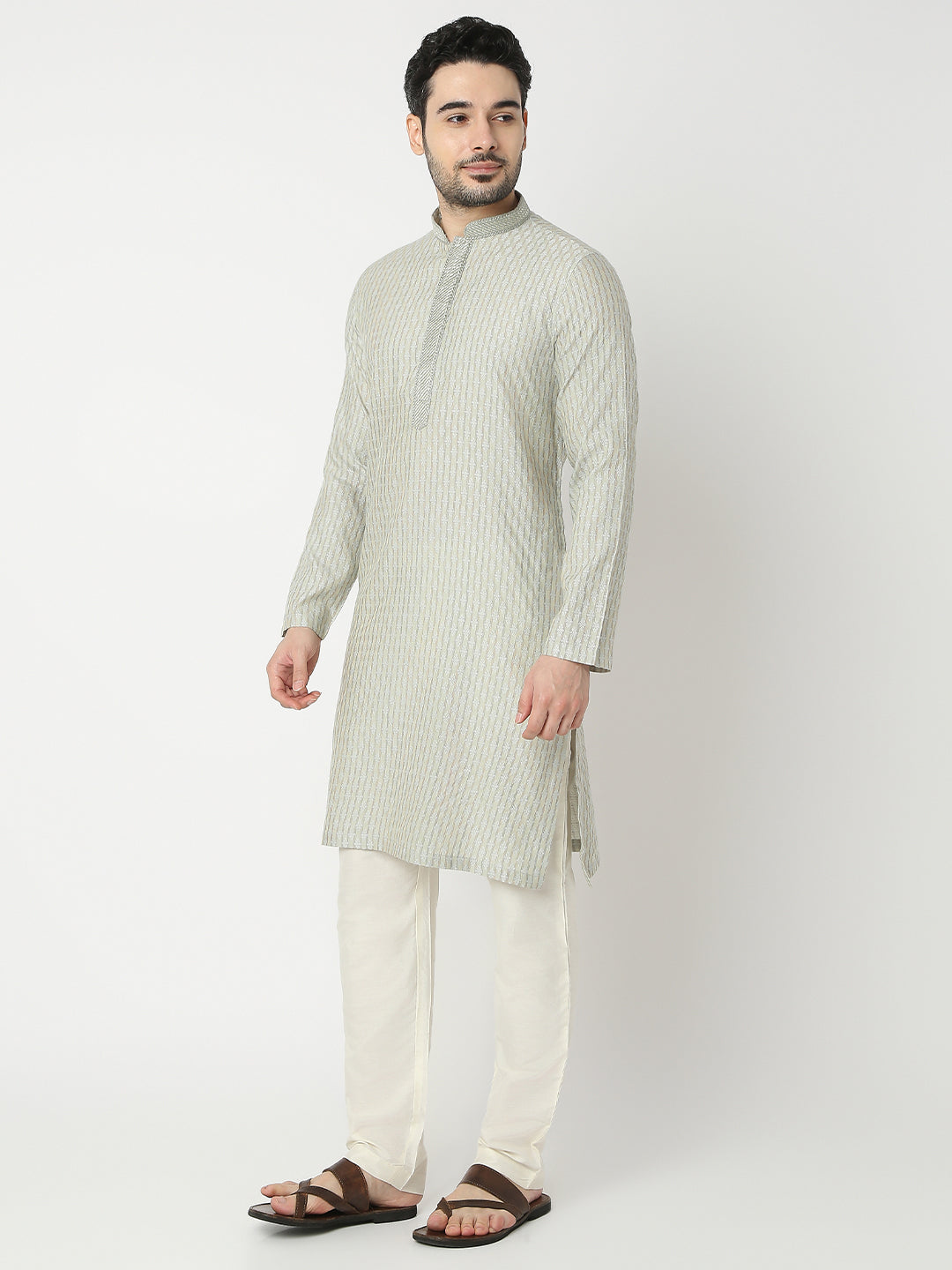 Straight Fit Jacquard Full Sleeve Kurta