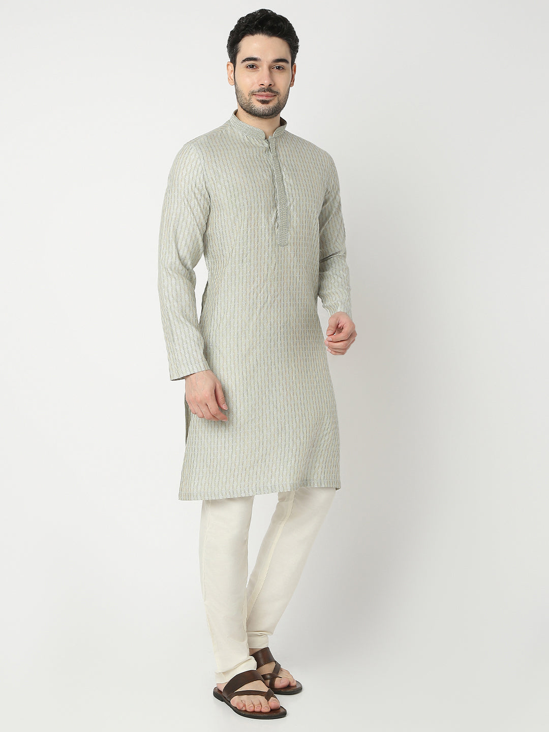 Straight Fit Jacquard Full Sleeve Kurta