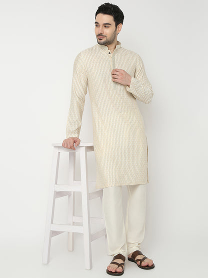 Straight Fit Jacquard Full Sleeve Kurta
