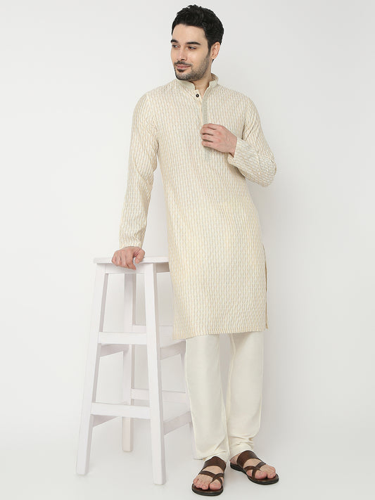 Straight Fit Jacquard Full Sleeve Kurta