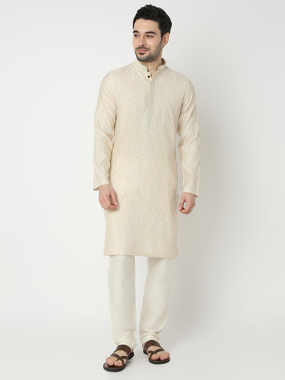 Straight Fit Jacquard Full Sleeve Kurta
