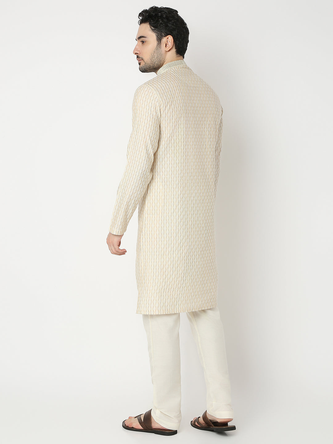 Straight Fit Jacquard Full Sleeve Kurta
