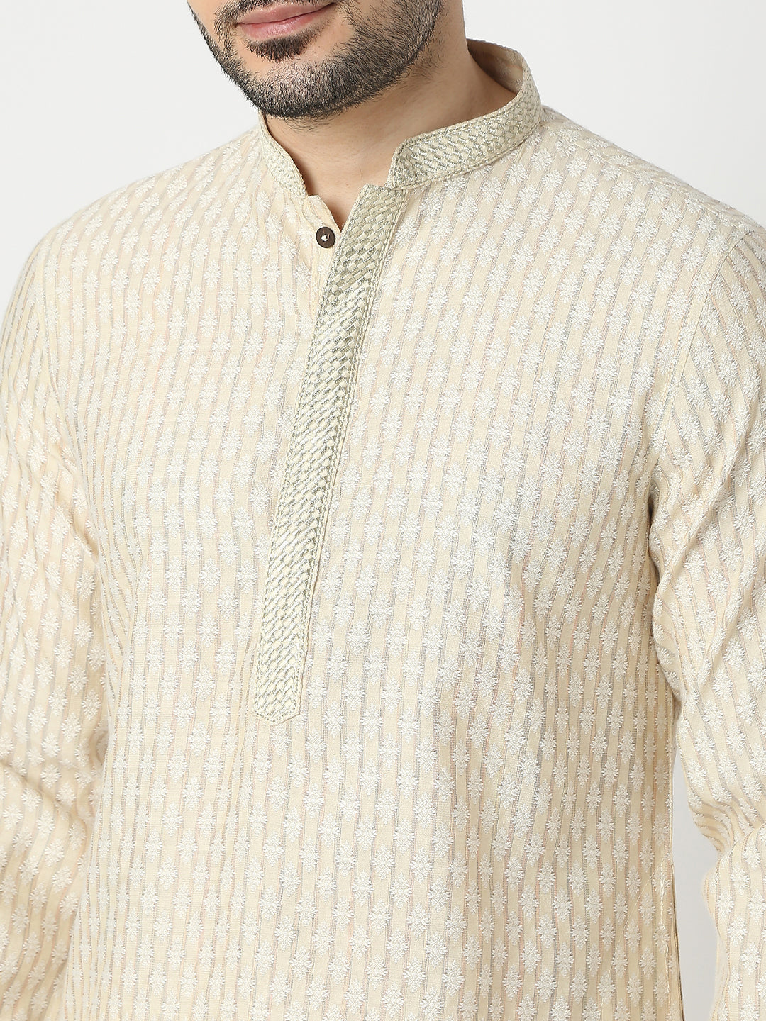 Straight Fit Jacquard Full Sleeve Kurta