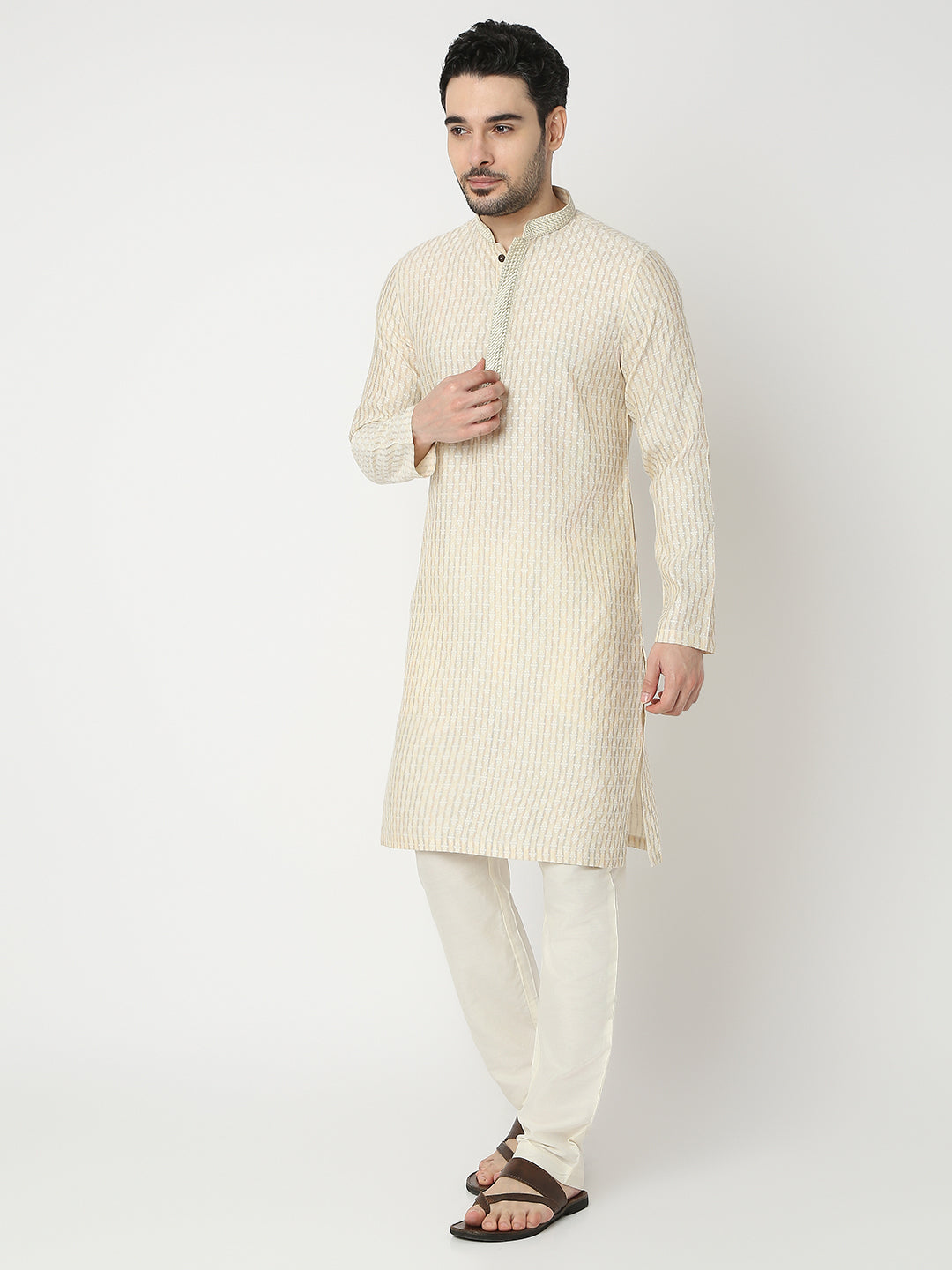 Straight Fit Jacquard Full Sleeve Kurta