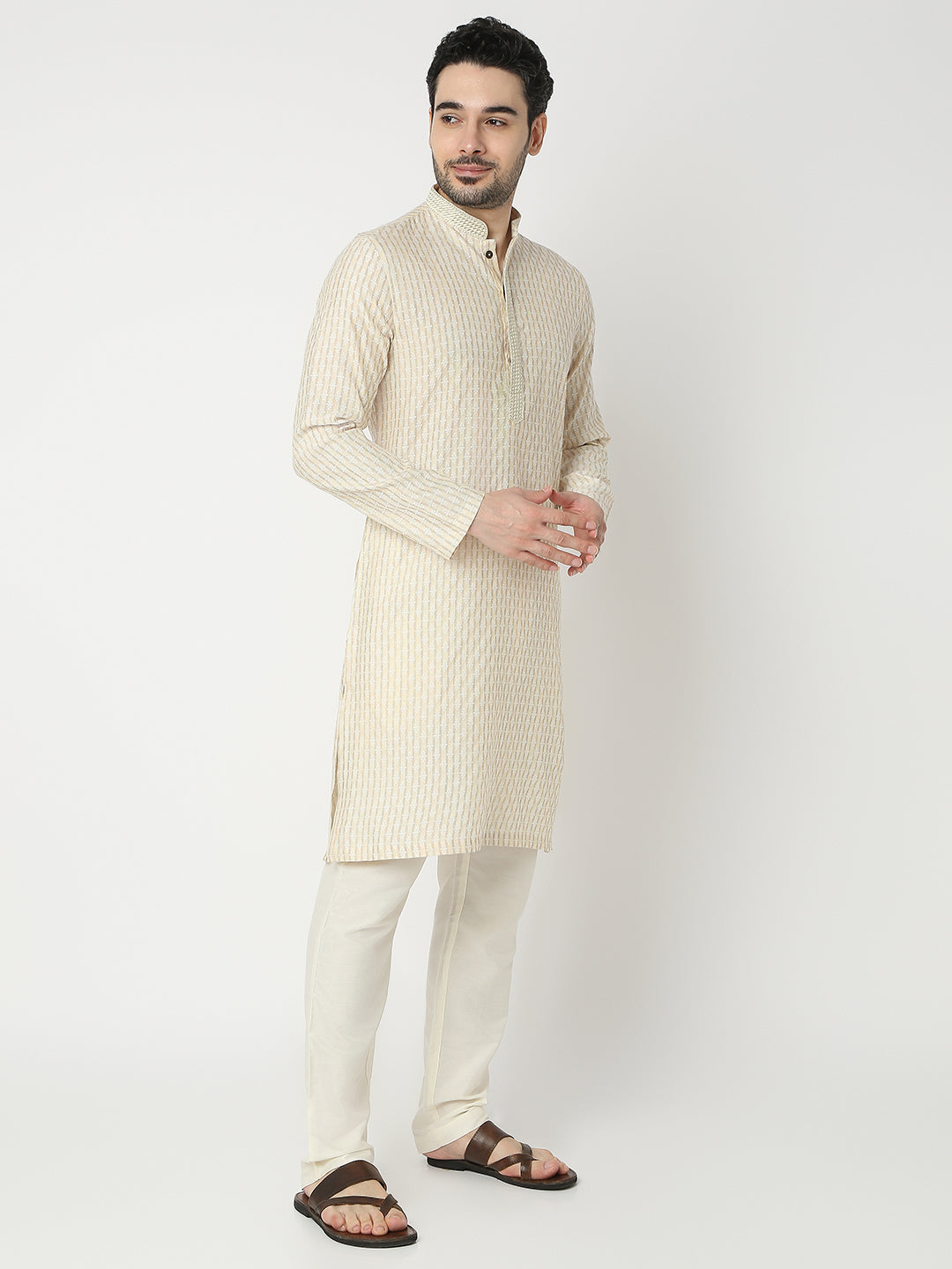 Straight Fit Jacquard Full Sleeve Kurta