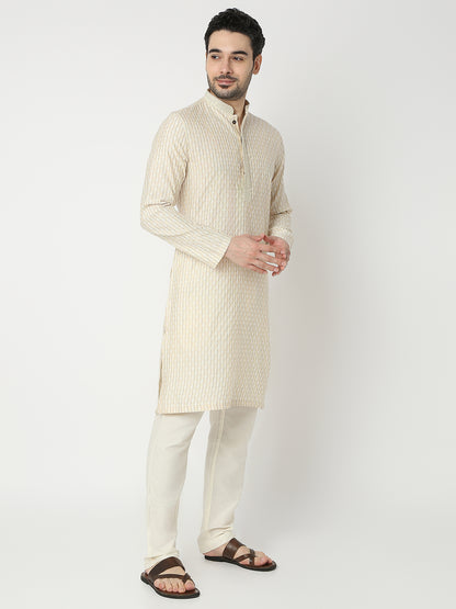 Straight Fit Jacquard Full Sleeve Kurta