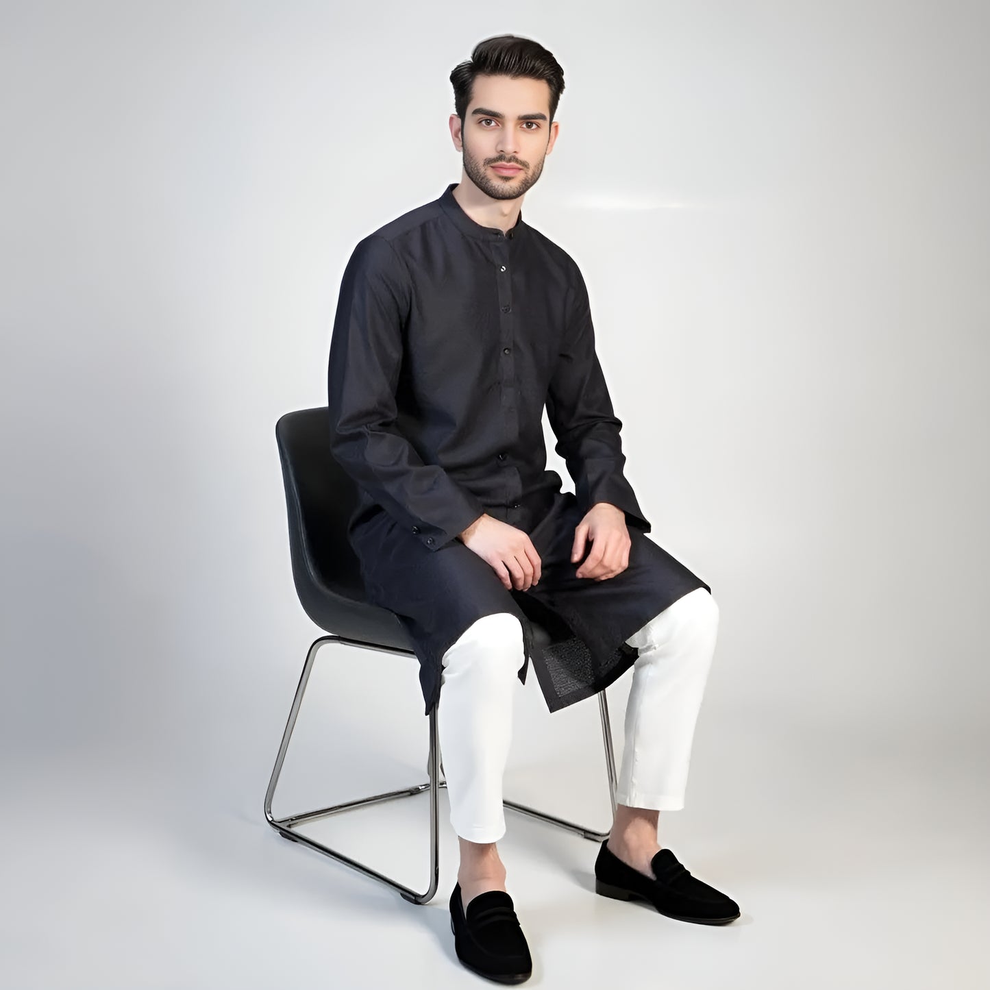 Jacquard Straight Long Kurta