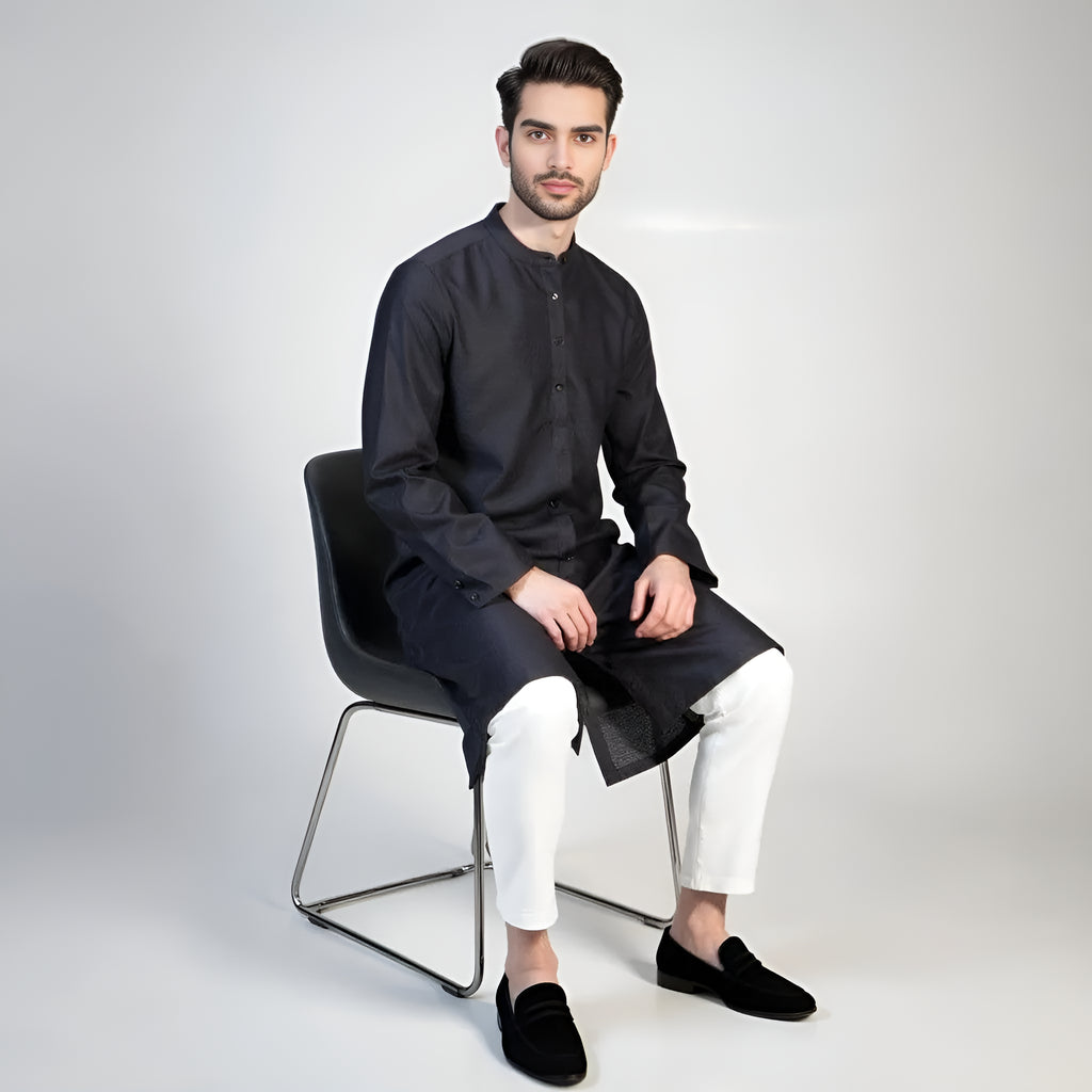 Jacquard Straight Long Kurta