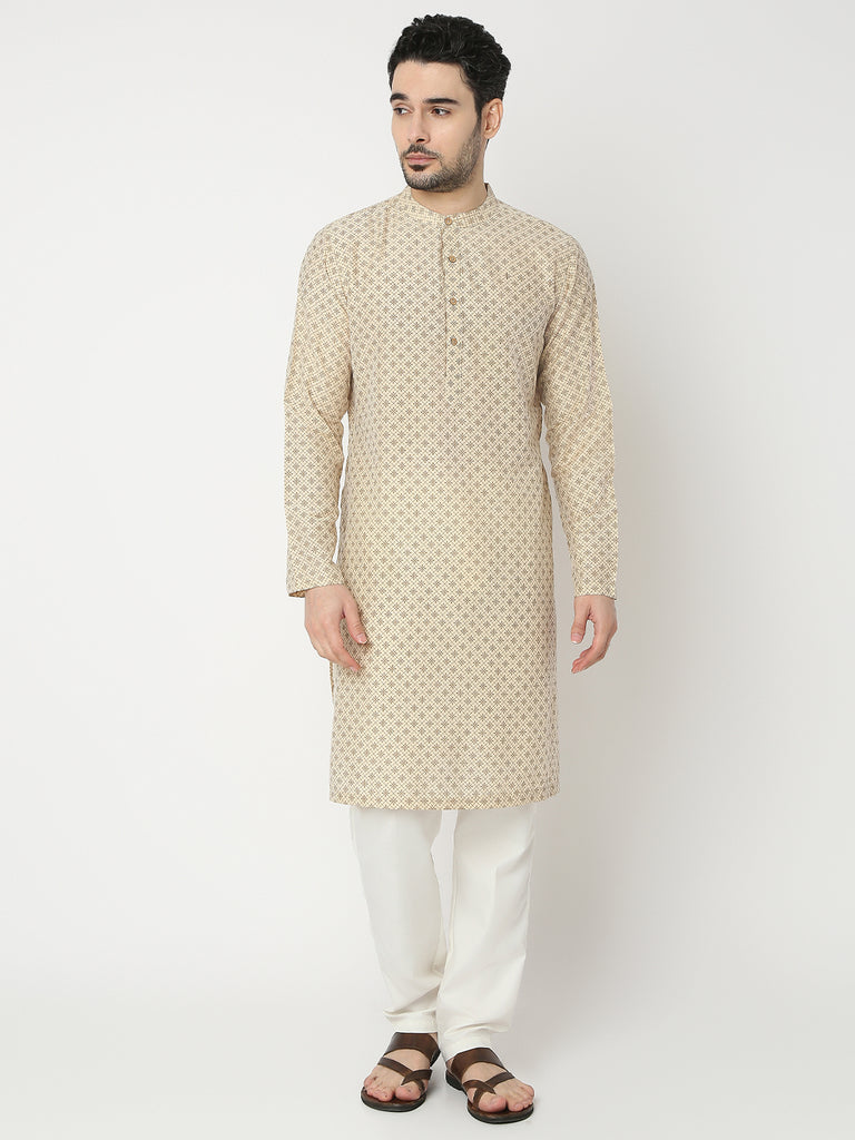 Straight Fit Printed Full Sleeve Kurta