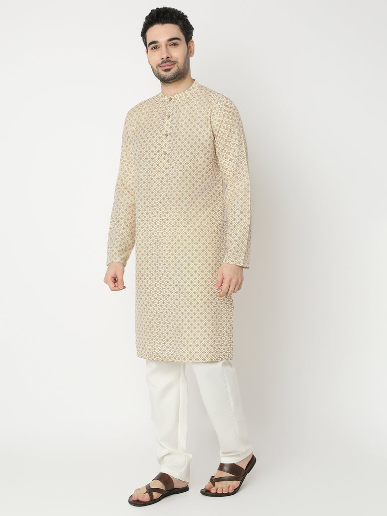Straight Fit Printed Full Sleeve Kurta
