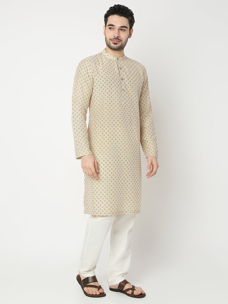 Straight Fit Printed Full Sleeve Kurta