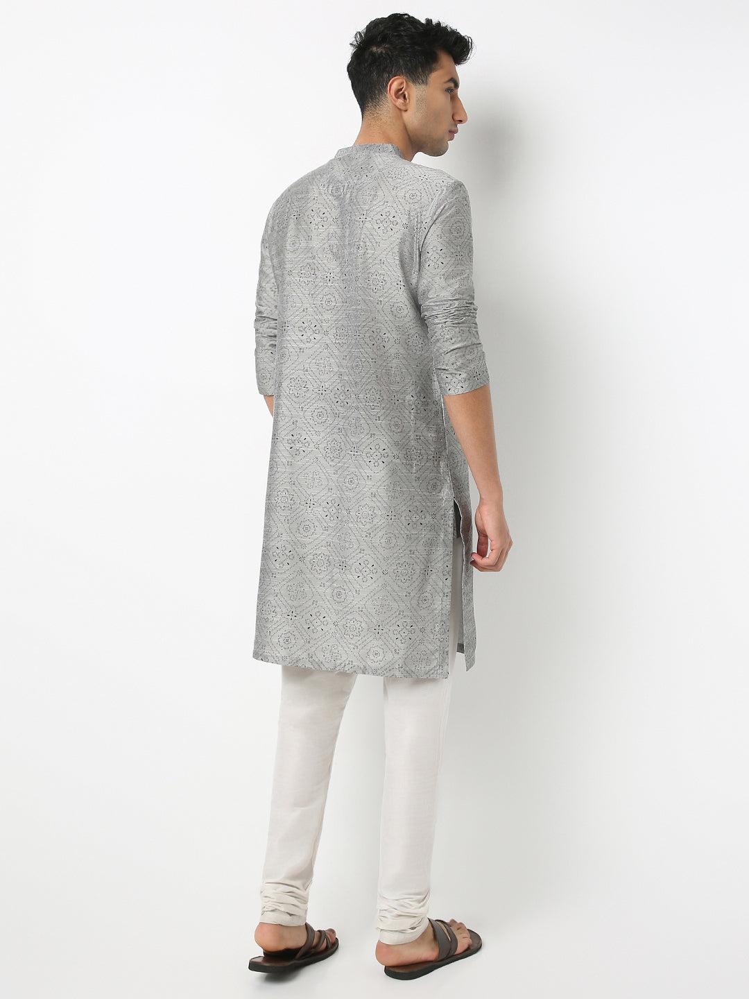 Straight Fit Printed Mandarin Collar Full Sleeve Kurta