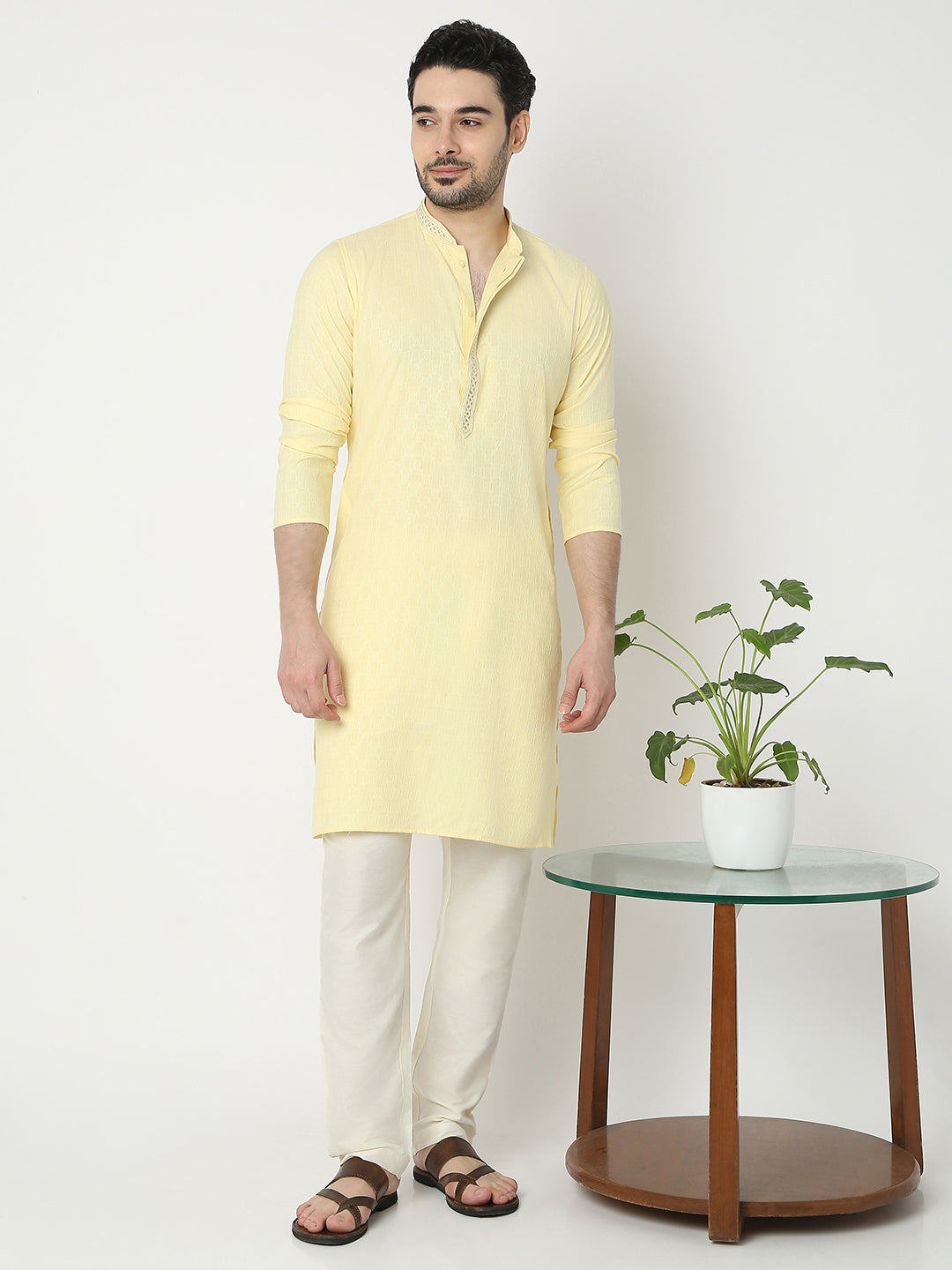 Regular Fit Jacquard Full Sleeve Kurta