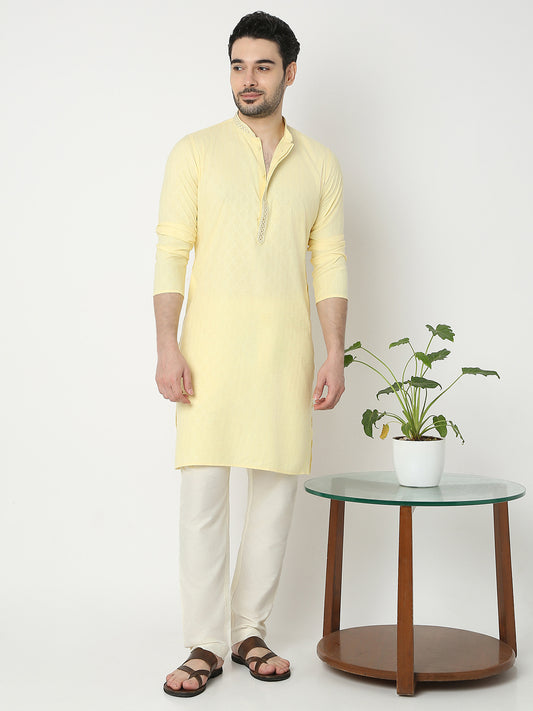 Regular Fit Jacquard Full Sleeve Kurta
