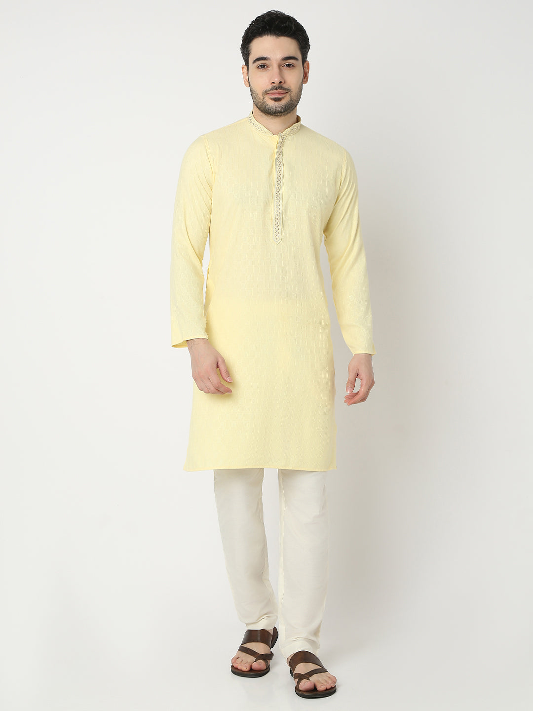 Regular Fit Jacquard Full Sleeve Kurta