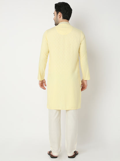 Regular Fit Jacquard Full Sleeve Kurta
