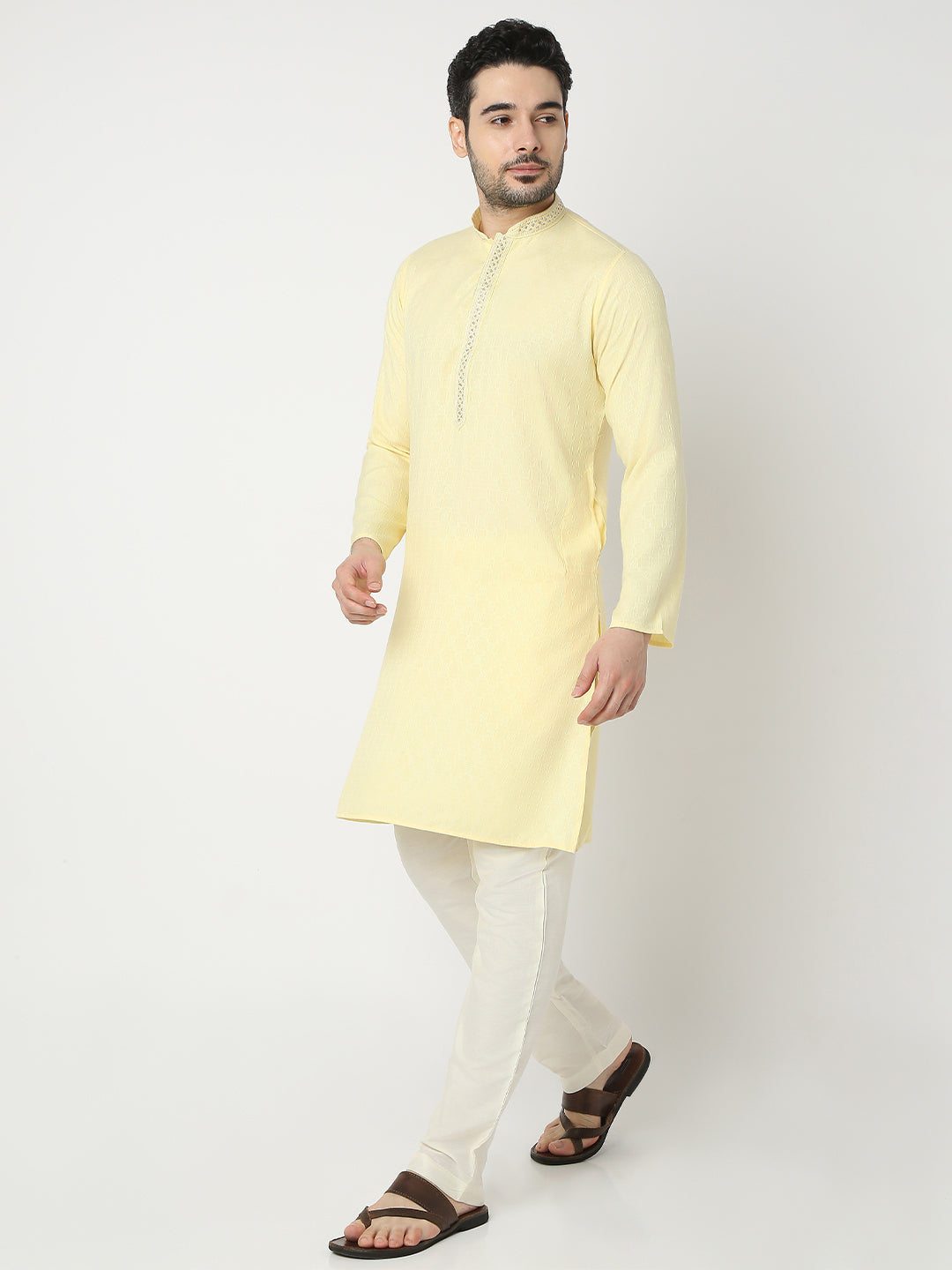 Regular Fit Jacquard Full Sleeve Kurta