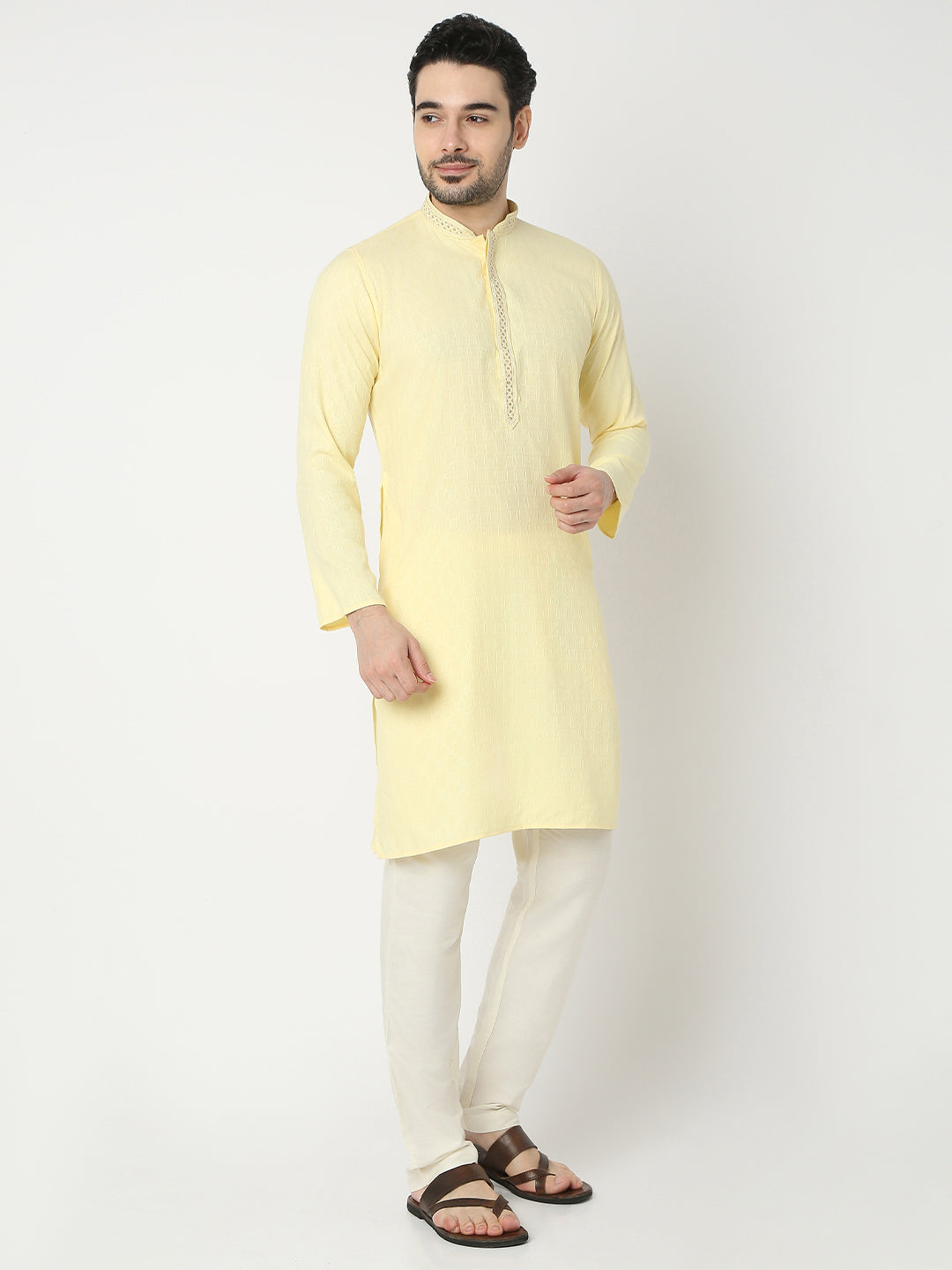 Regular Fit Jacquard Full Sleeve Kurta