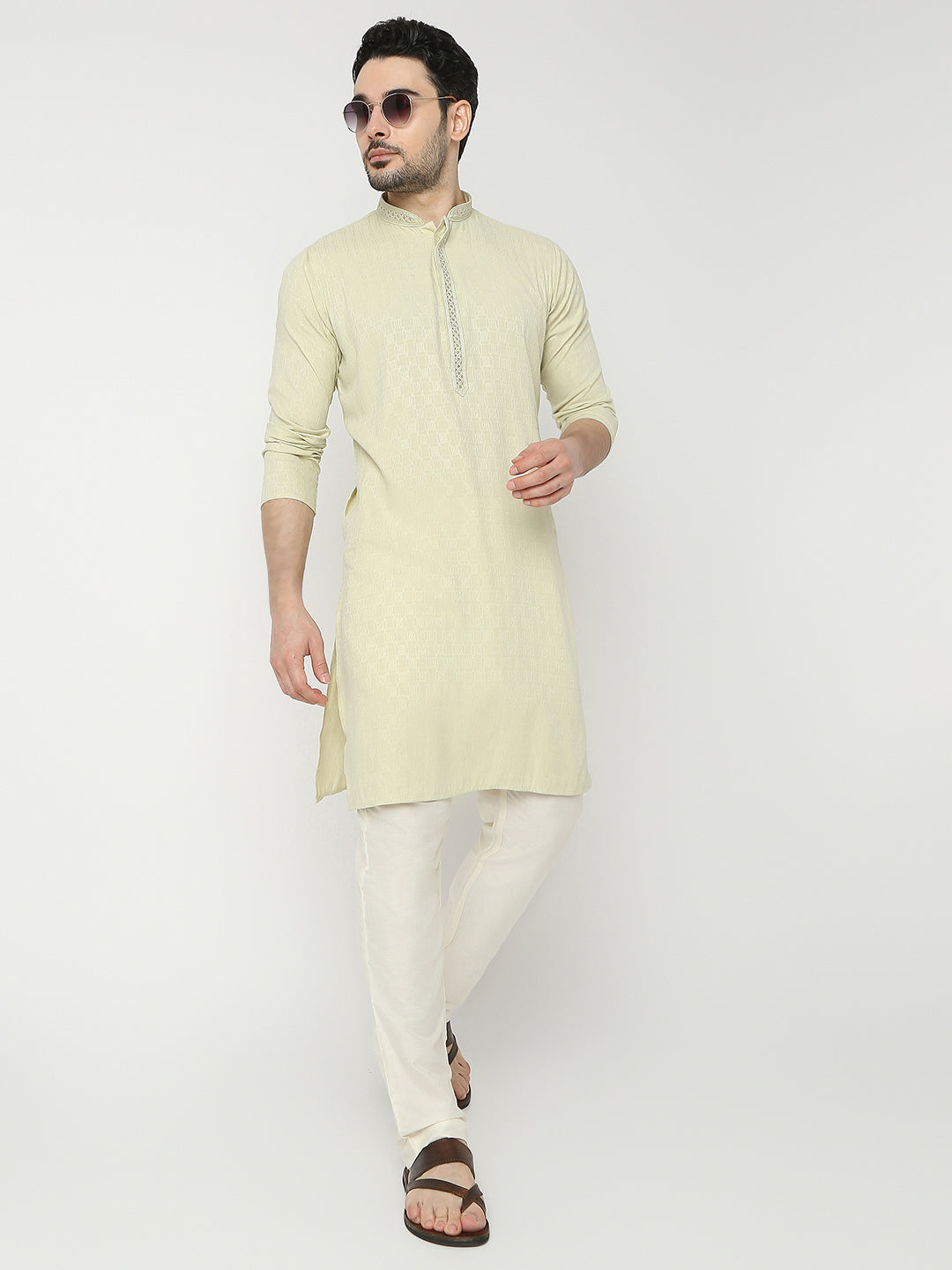 Regular Fit Jacquard Full Sleeve Kurta