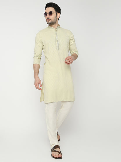 Regular Fit Jacquard Full Sleeve Kurta