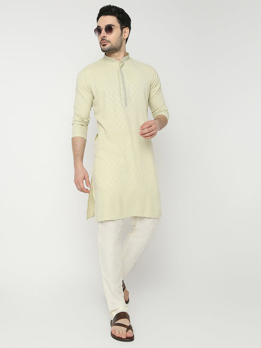 Regular Fit Jacquard Full Sleeve Kurta