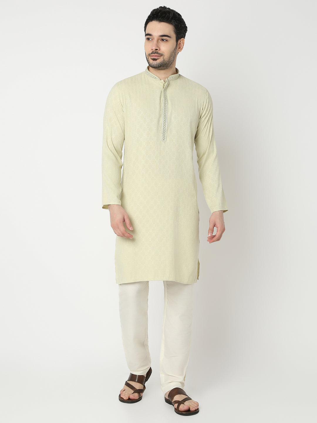 Regular Fit Jacquard Full Sleeve Kurta