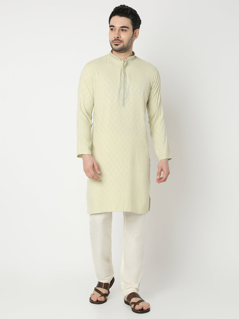Regular Fit Jacquard Full Sleeve Kurta