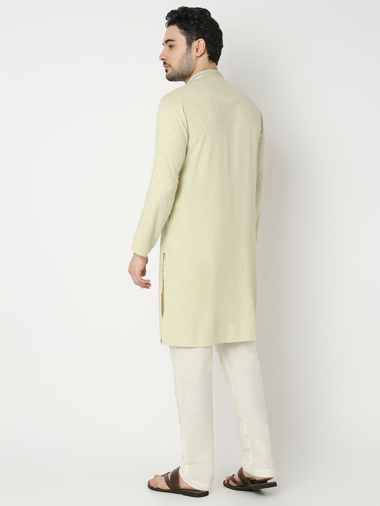 Regular Fit Jacquard Full Sleeve Kurta