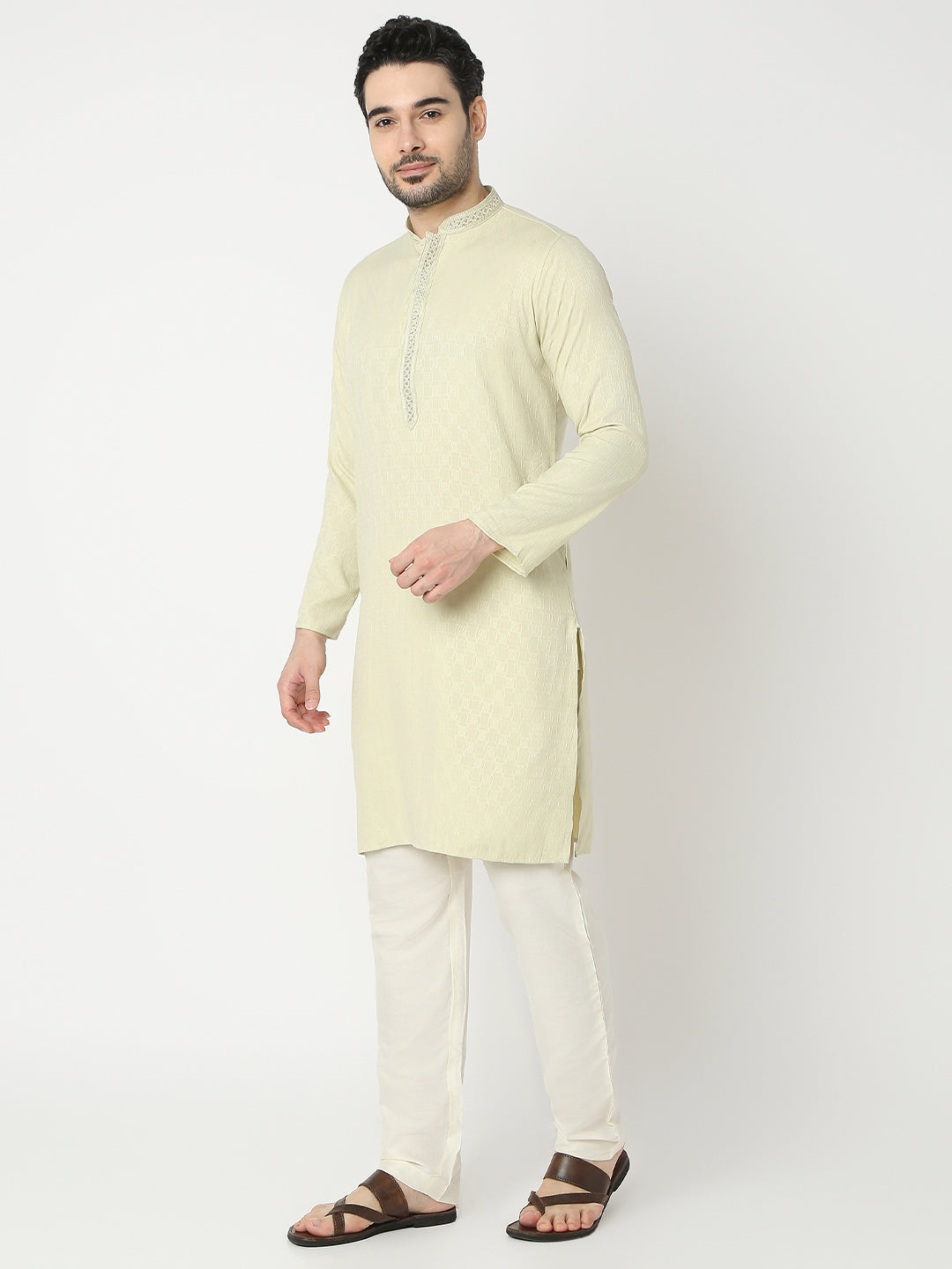 Regular Fit Jacquard Full Sleeve Kurta