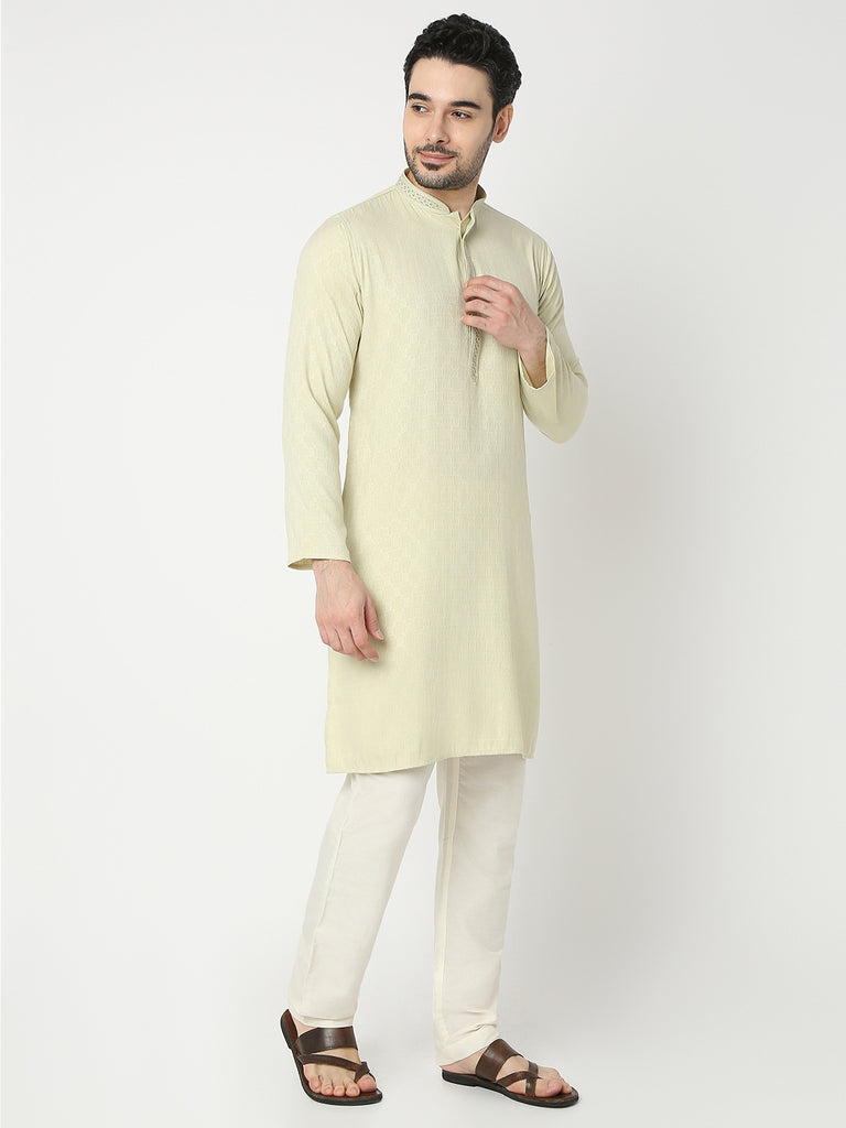 Regular Fit Jacquard Full Sleeve Kurta