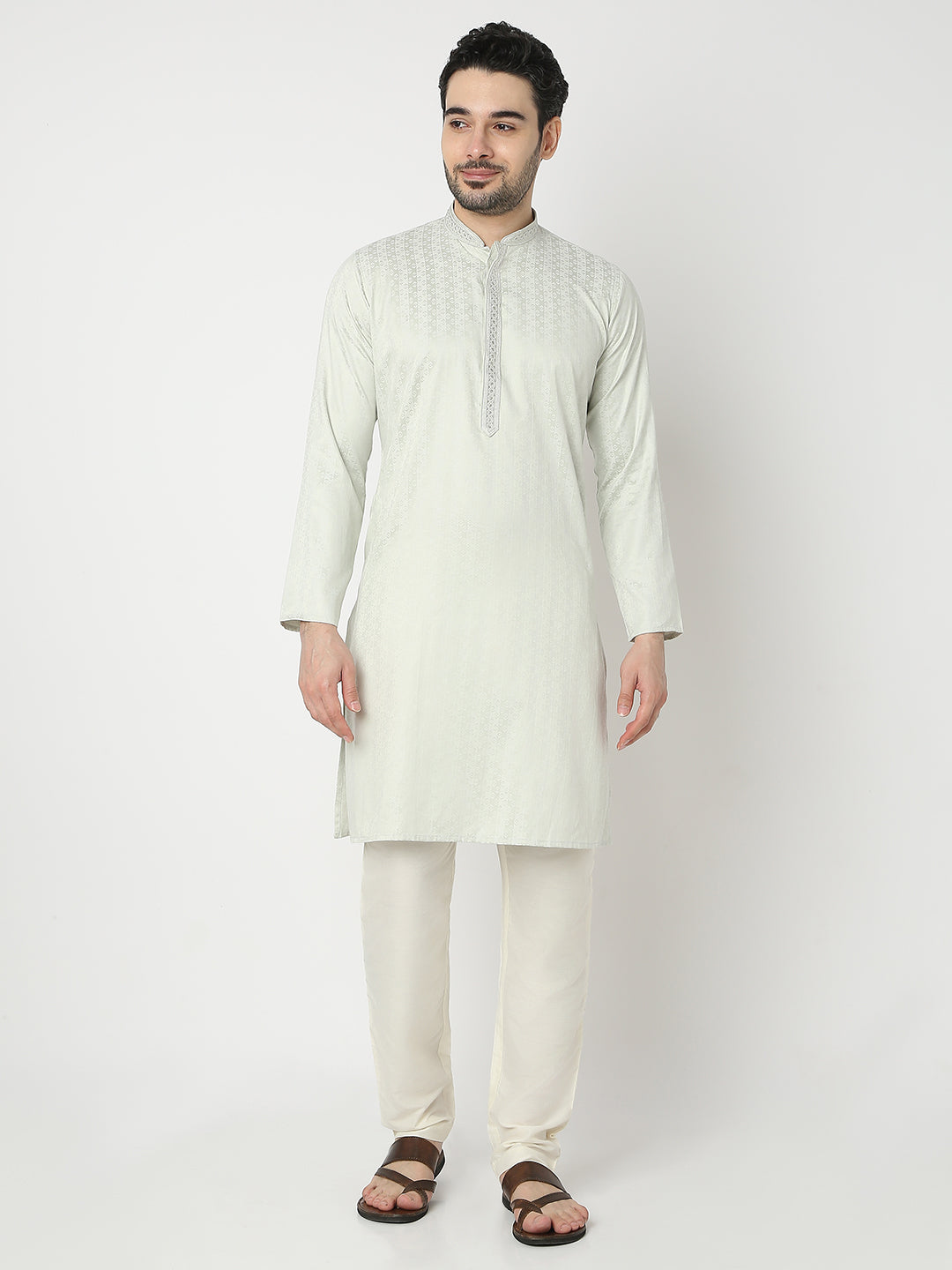 Regular Fit Jacquard Half Sleeve Kurta