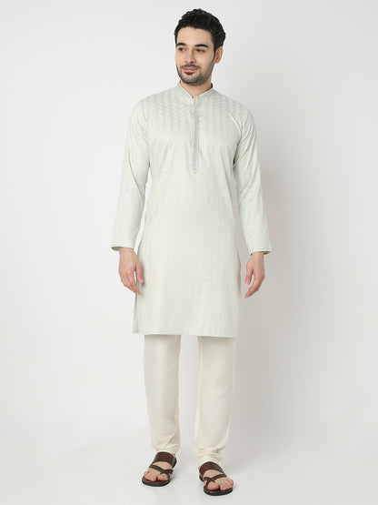 Regular Fit Jacquard Half Sleeve Kurta