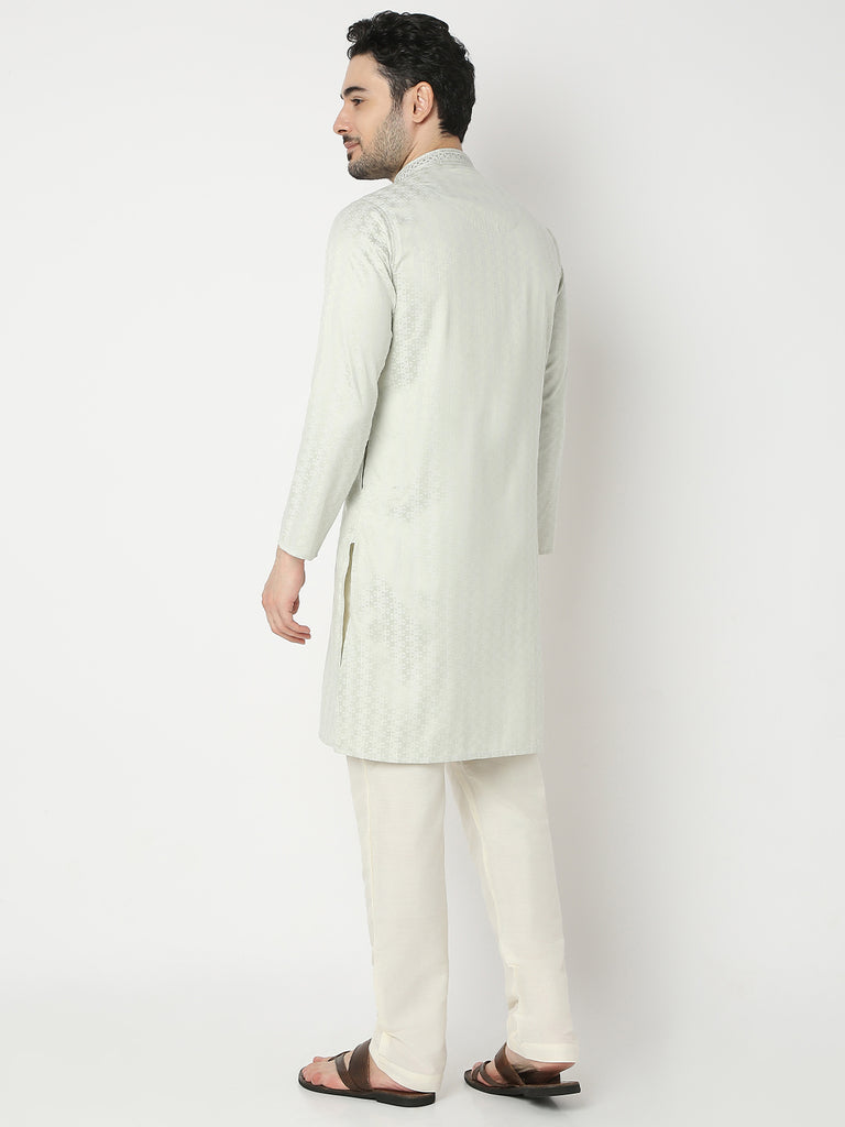 Regular Fit Jacquard Half Sleeve Kurta