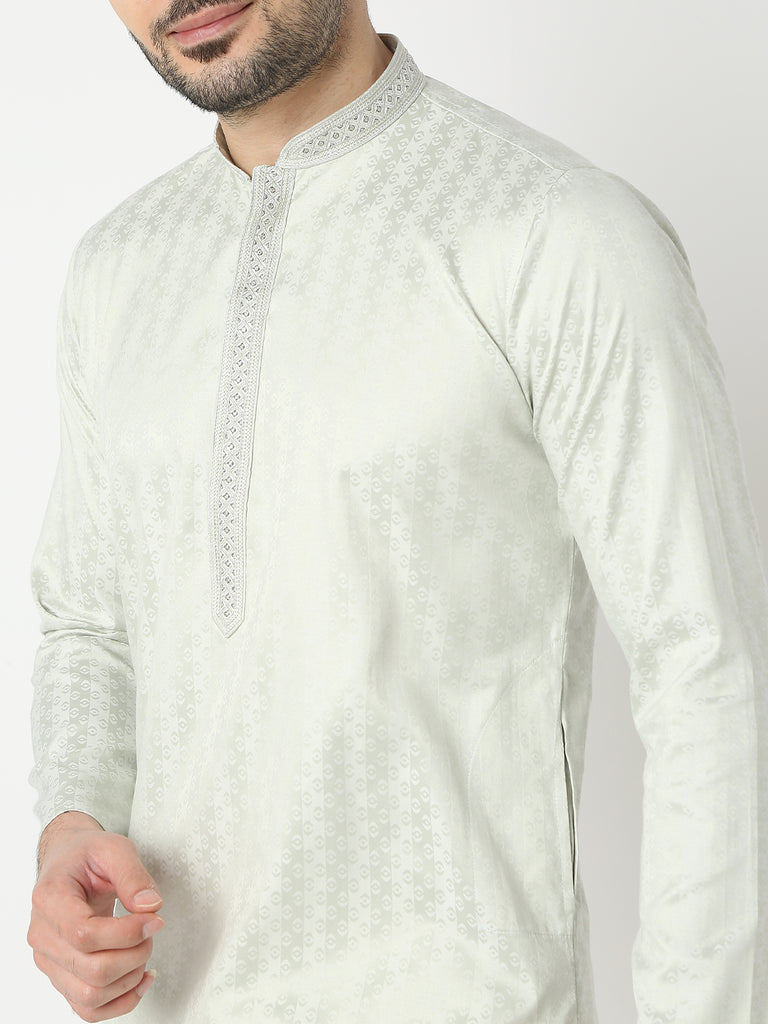 Regular Fit Jacquard Half Sleeve Kurta