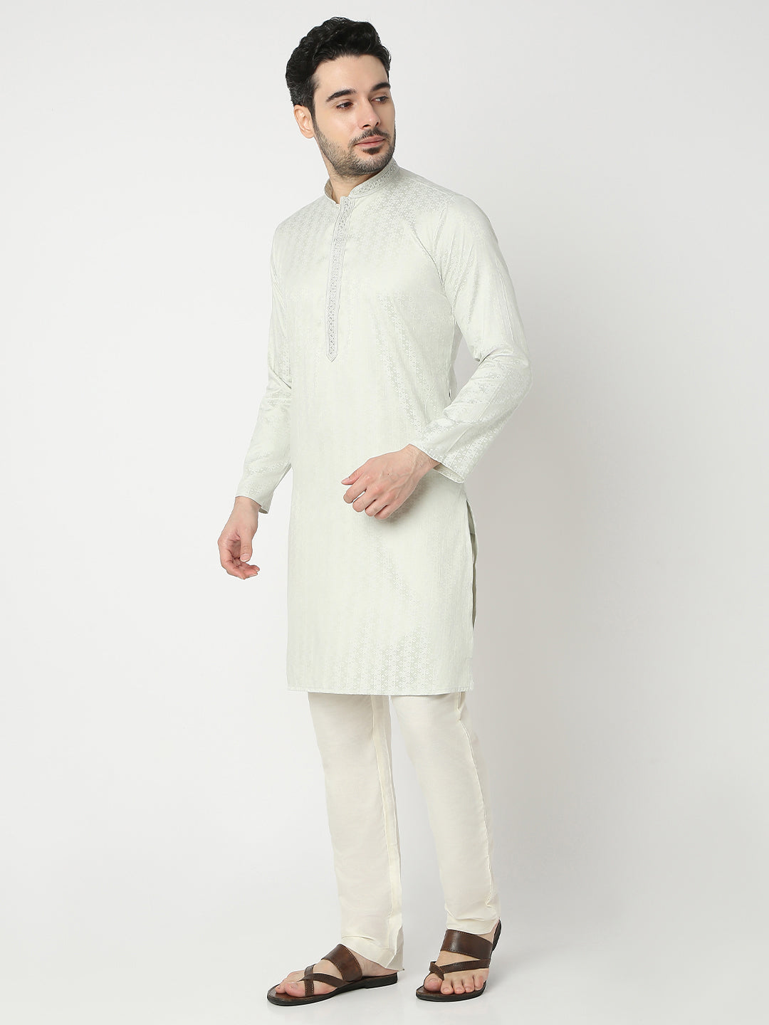 Regular Fit Jacquard Half Sleeve Kurta