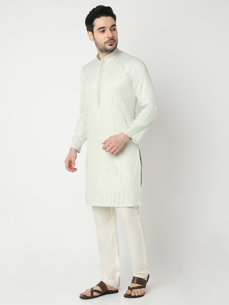 Regular Fit Jacquard Half Sleeve Kurta