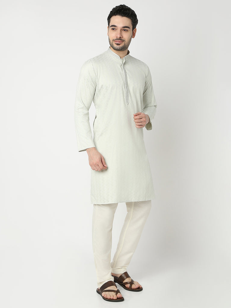 Regular Fit Jacquard Half Sleeve Kurta