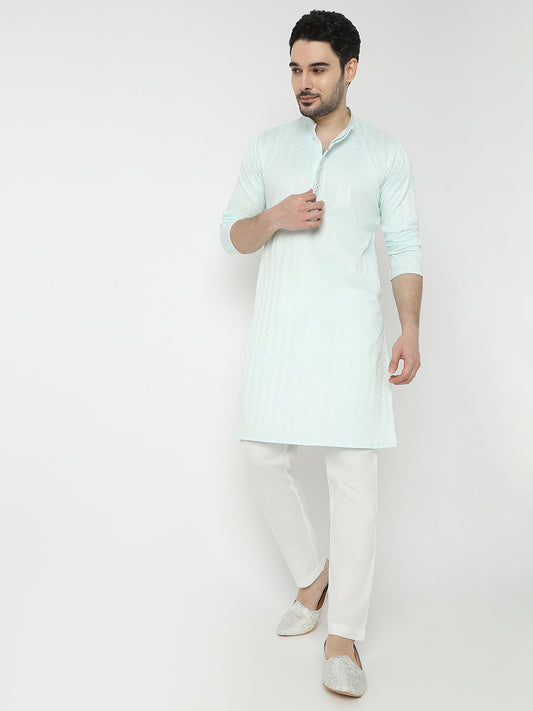 Regular Fit Jacquard Half Sleeve Kurta