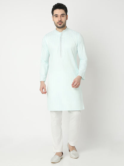 Regular Fit Jacquard Half Sleeve Kurta