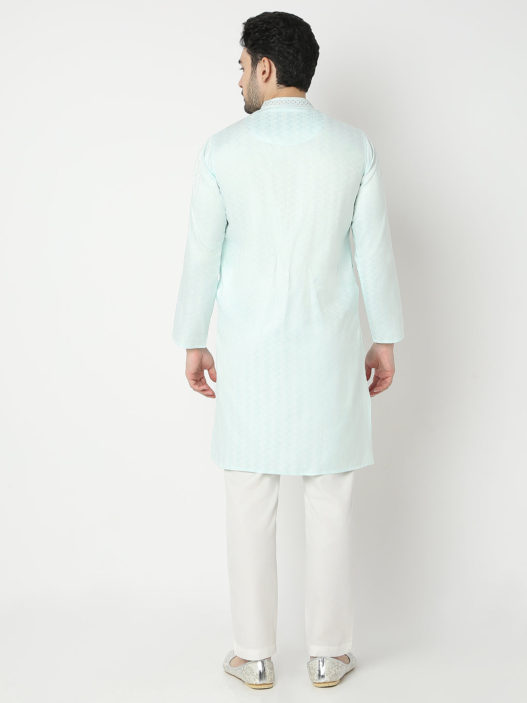 Regular Fit Jacquard Half Sleeve Kurta